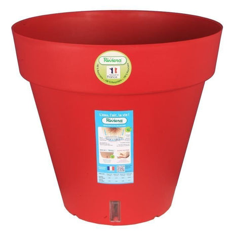 Pot de fleurs - RIVIERA - Loft avec réserve d'eau - Rond - Ř 49 x H 45 cm - 50L - Rouge