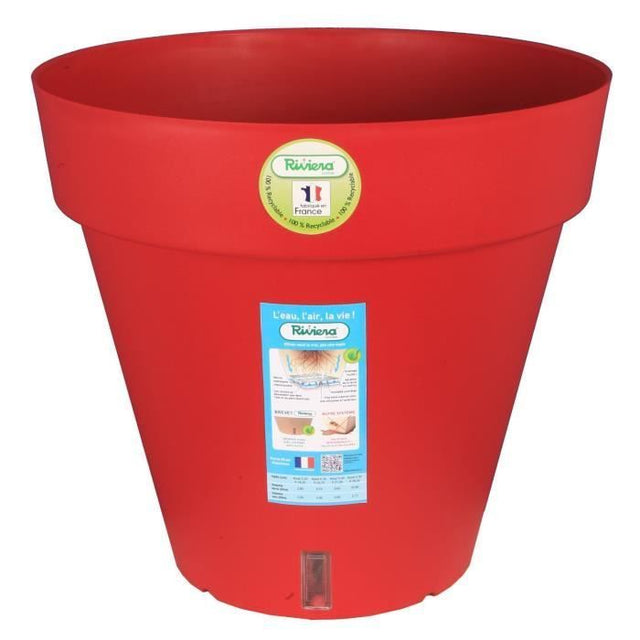 Pot de fleurs - RIVIERA - Loft avec réserve d'eau - Rond - Ř 49 x H 45 cm - 50L - Rouge