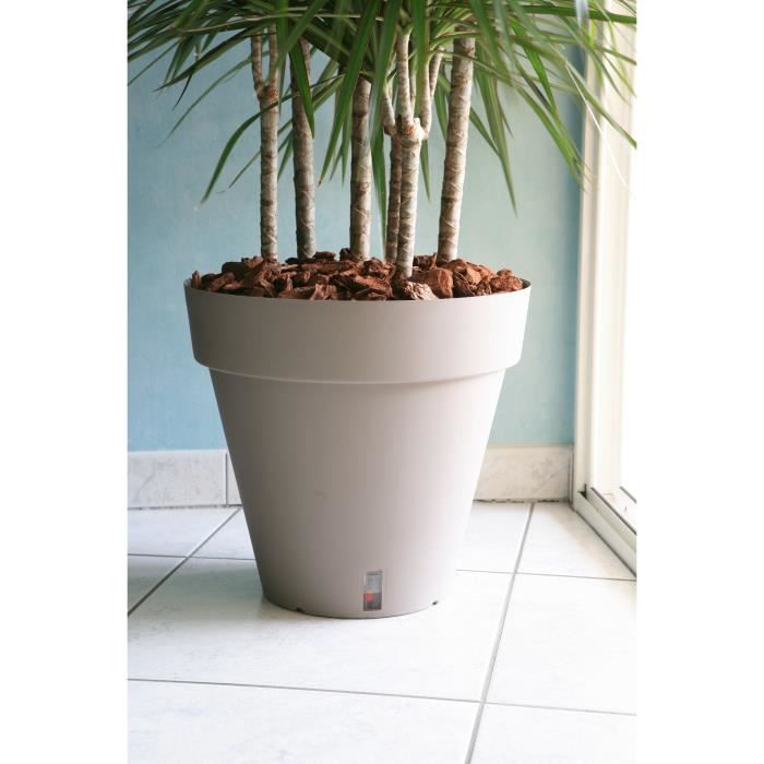 Pot de fleurs - RIVIERA - Loft avec réserve d'eau - Rond - Ø59 x H53,5 - 83L - Taupe