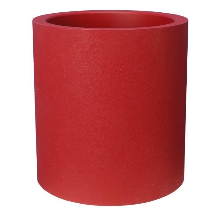 Pot de fleurs - RIVIERA - Granit rond - D29 x H32 cm - 10,5L - Rouge
