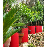 Pot de fleurs - RIVIERA - Granit rond - D39 x H43 cm - 28L - Rouge