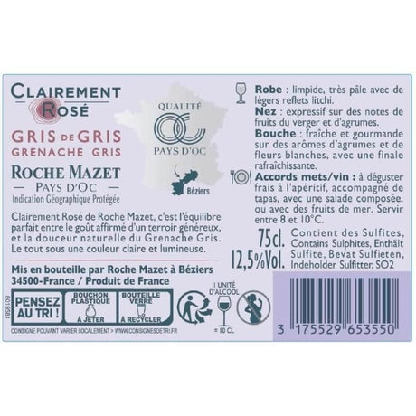 Clairement Rosé de Roche Mazet Pays d'Oc - Vin rosé de Languedoc 2024