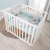 Parc bébé - ROBA - 75 x 100 cm - Tapis de parc 'Lil Planet' vert givré inclus - Blanc