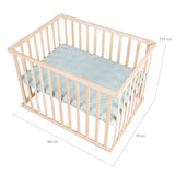 Parc bébé - ROBA - 75 x 100 cm - Tapis de parc 'Roba Style' vert givré inclus - Roulettes - Bois naturel