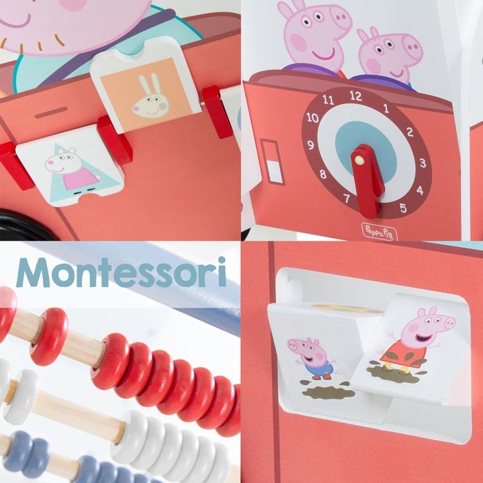 Chariot de marche multifonction - ROBA - Peppa Pig - Avec centre d'activités en forme de bus - Corail