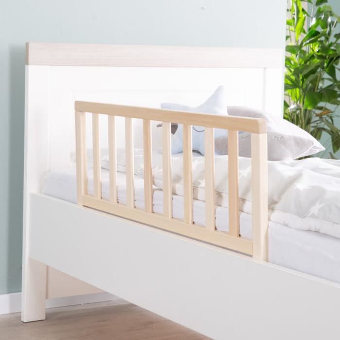 ROBA Barriere de Lit 90 cm - Protection Anti-Chute Sűre pour Bébés et Enfants - de 18 Mois a 5 Ans - Montage Facile - Bois Naturel