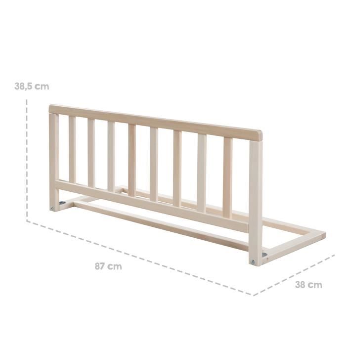 ROBA Barriere de Lit 90 cm - Protection Anti-Chute Sűre pour Bébés et Enfants - de 18 Mois a 5 Ans - Montage Facile - Bois Naturel