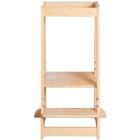 Tour d'apprentissage Montessori - ROBA - Bambou Certifié FSC - Réglable sur 3 niveaux de hauteur - Jusqu'a 80 Kg - Naturel