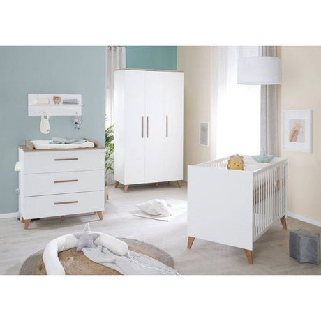 Commode a langer - ROBA - OLE - 3 tiroirs - Chene foncé / blanc