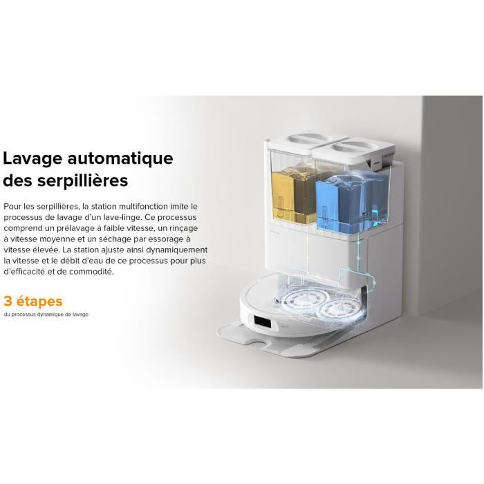 Aspirateur Robot Laveur - ROBOROCK - QRevo Plus - Puissance 7000 Pa - Serpillere extensible - avec Station Multifonction - Blanc