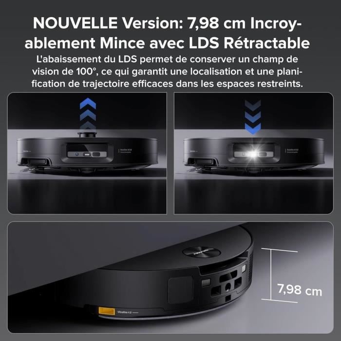 ROBOROCK Saros 10 Black - Aspirateur Robot Laveur - 22,000 Pa - DuoDivide Anti-Enchevétrements - Design ultra fin - Brosse FlexiArm