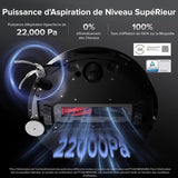 ROBOROCK Saros 10 Black - Aspirateur Robot Laveur - 22,000 Pa - DuoDivide Anti-Enchevétrements - Design ultra fin - Brosse FlexiArm