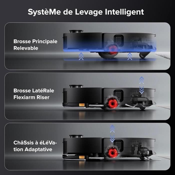 ROBOROCK Saros 10 Black - Aspirateur Robot Laveur - 22,000 Pa - DuoDivide Anti-Enchevétrements - Design ultra fin - Brosse FlexiArm