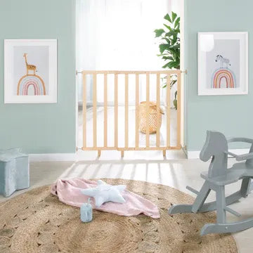 Barriere de sécurité bébé - ROBA - Pour porte et escalier - De 62 a 105 cm - Bois naturel