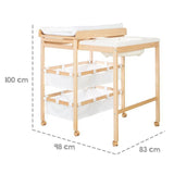 Table a langer extensible avec baignoire - ROBA - BABY POOL - Matelas a langer 'Roba Style' blanc inclus - Bois naturel