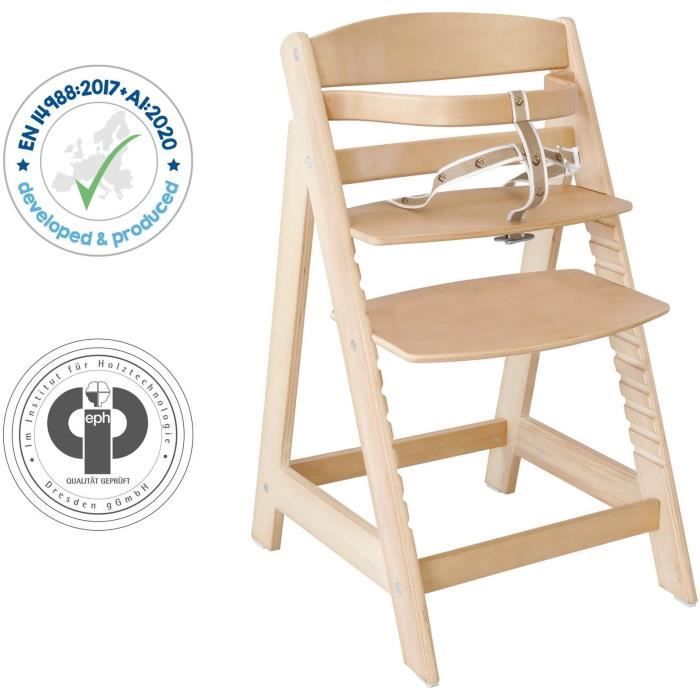 Chaise Haute Évolutive Sit Up III en Bois - ROBA - Réglable en Hauteur - Naturel