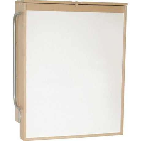 Table a langer murale rabattable - ROBA - DSCHUNGELBABY - Matelas rayé multicolore inclus - 2 Étageres intégrées - Bois Naturel