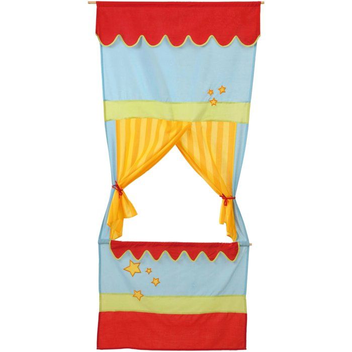 Castelet de marionnettes a suspendre - ROBA - Décor cirque rouge, jaune