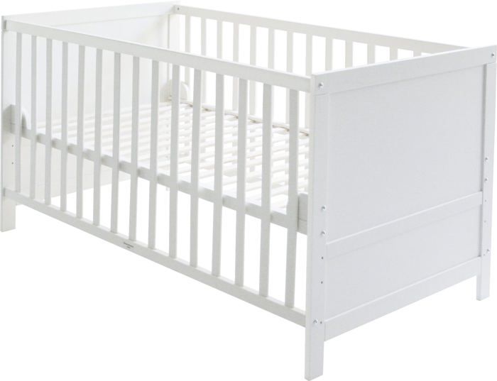 ROBA Lit Bébé Évolutif 70x140 - Réglable en Hauteur - 3 Barreaux Amovibles - Coins de Transformation Inclus - Bois Blanc