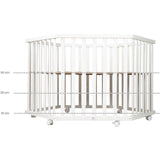 Parc hexagonal - ROBA - FOX & BUNNY - De la naissance jusqu'a 15 kg - Réglable - Roulettes - Blanc laqué