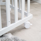 Parc hexagonal - ROBA - FOX & BUNNY - De la naissance jusqu'a 15 kg - Réglable - Roulettes - Blanc laqué