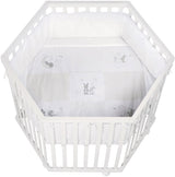 Parc hexagonal - ROBA - FOX & BUNNY - De la naissance jusqu'a 15 kg - Réglable - Roulettes - Blanc laqué