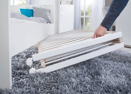 Lit bébé pliant - 60 x 120 cm - ROBA - FOLD UP - Roulettes - Bois / Blanc