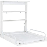 Table a langer murale rabattable - ROBA - Matelas imperméable inclus - 2 Étageres intégrées - Bois Laqué Blanc