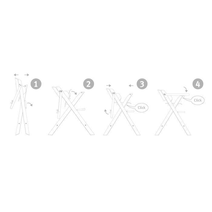 Chaise haute pliable - ROBA - FOLD UP SMART - Plateau repas + harnais de sécurité - Bois / Blanc