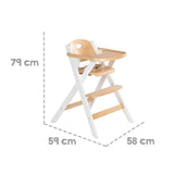 Chaise haute pliable - ROBA - FOLD UP SMART - Plateau repas + harnais de sécurité - Bois / Blanc