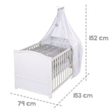 Lit bébé évolutif - 70 x 140 cm - ROBA - LITTLE STARS - Avec accessoires - Blanc