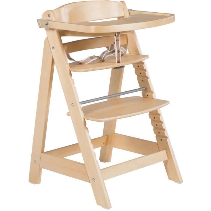Chaise haute évolutive - ROBA - SIT UP CLICK & FUN - Plateau repas amovible - Hauteur réglable - Jusqu'a 70 Kg - Bois Naturel