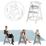 Chaise haute évolutive - ROBA - SIT UP CLICK & FUN - Plateau repas amovible - Hauteur réglable - Jusqu'a 70 Kg - Bois Laqué Blanc