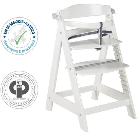 Chaise haute évolutive - ROBA - SIT UP CLICK & FUN - Plateau repas amovible - Hauteur réglable - Jusqu'a 70 Kg - Bois Laqué Blanc