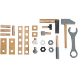 Boite a outils en bois pour enfant - ROBA - 22 pieces - Naturel, gris et blanc