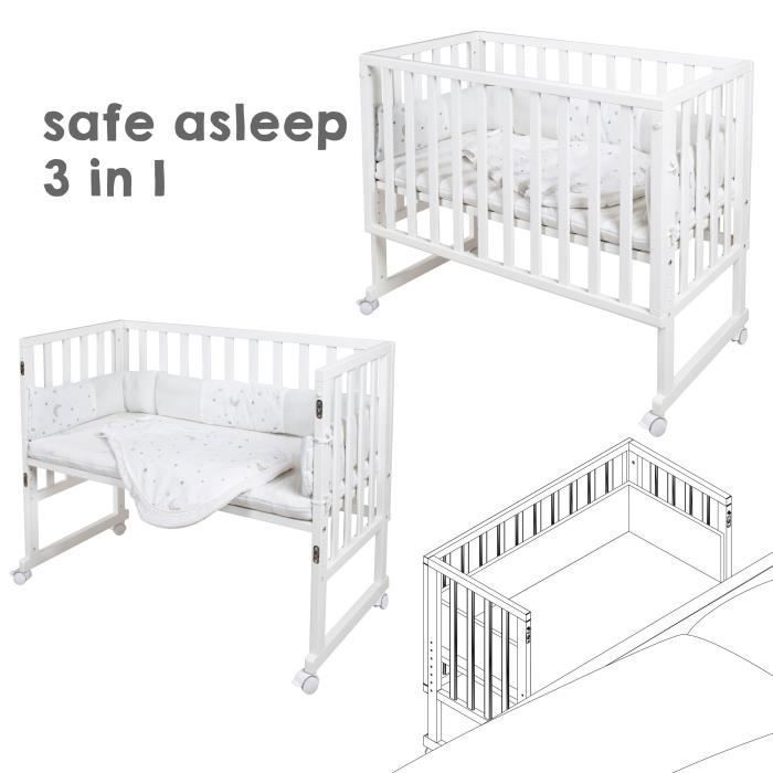 Berceau cododo 3-en-1 - ROBA - SAFE ASLEEP - Equipement 'Sternenzauber' inclus - Blanc