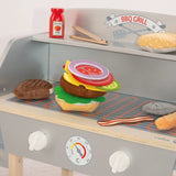 Cuisine barbecue pour enfant - ROBA - Bois massif - 14 accessoires - Gris / Naturel