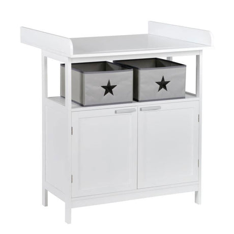 Commode a langer - ROBA - HAMBURG - 2 portes + 2 boîtes de rangement - Blanc