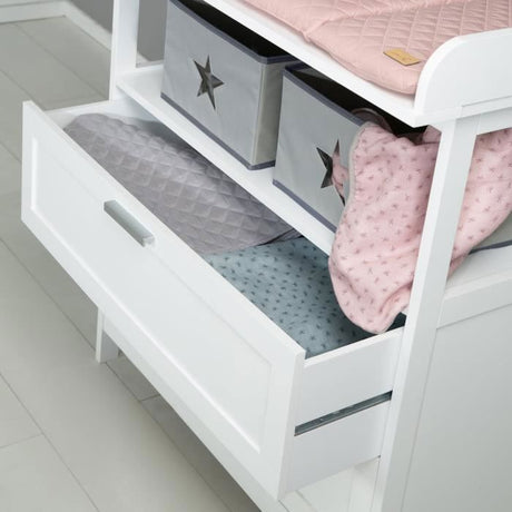 Commode a langer - ROBA - HAMBURG - 2 tiroirs + 2 boîtes de rangement - Blanc