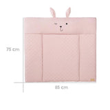 Matelas a langer - ROBA - Visage de lapin Lily Rosa - 85 x 75 cm - Rose