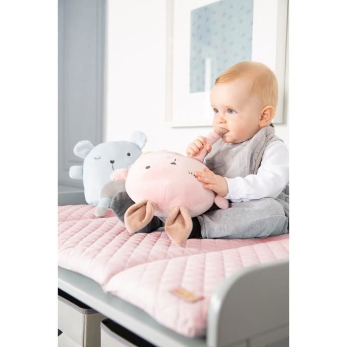 Matelas a langer - ROBA - Visage de lapin Lily Rosa - 85 x 75 cm - Rose