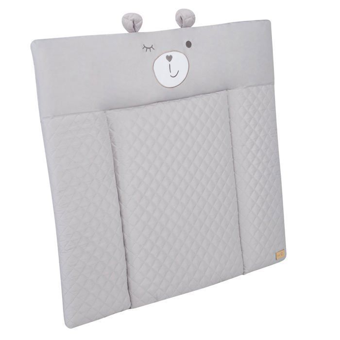 Matelas a langer - ROBA - Visage d'ours Sammy - 85 x 75 cm - Gris