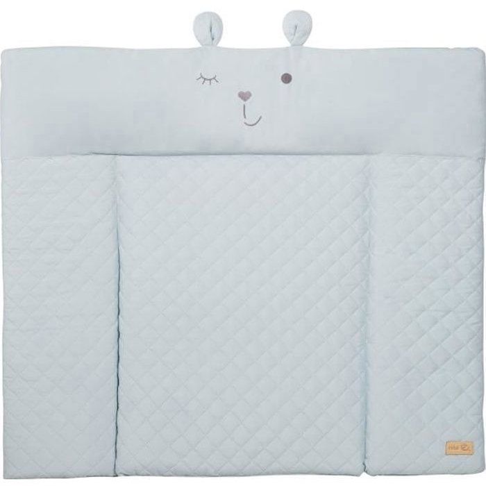 Matelas a langer - ROBA - Visage d'ours Benny - 85 x 75 cm - Bleu clair