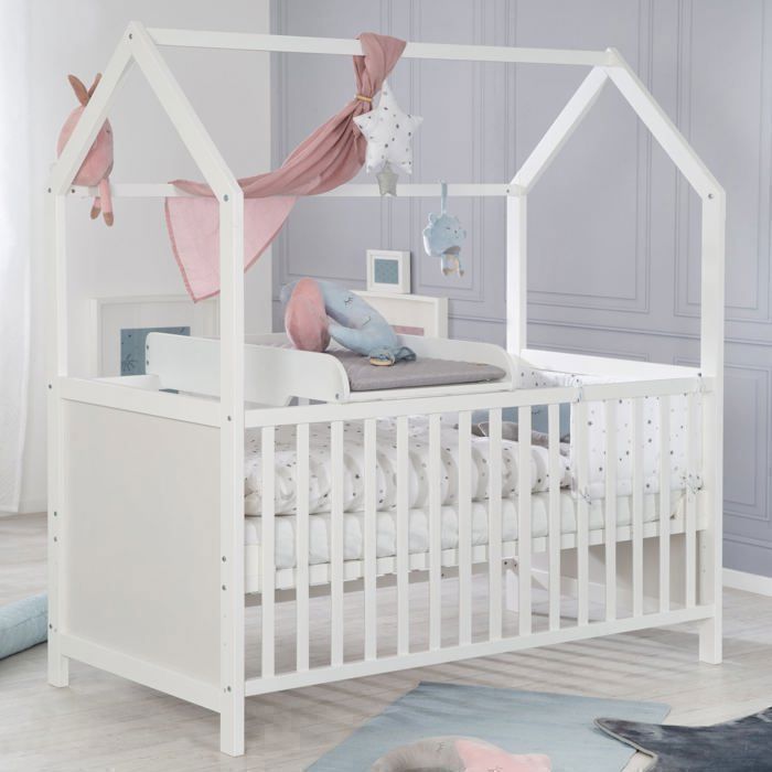 Plan a langer + matelas 'Roba Style' - ROBA - a poser sur lit bébé - Blanc / Matelas gris