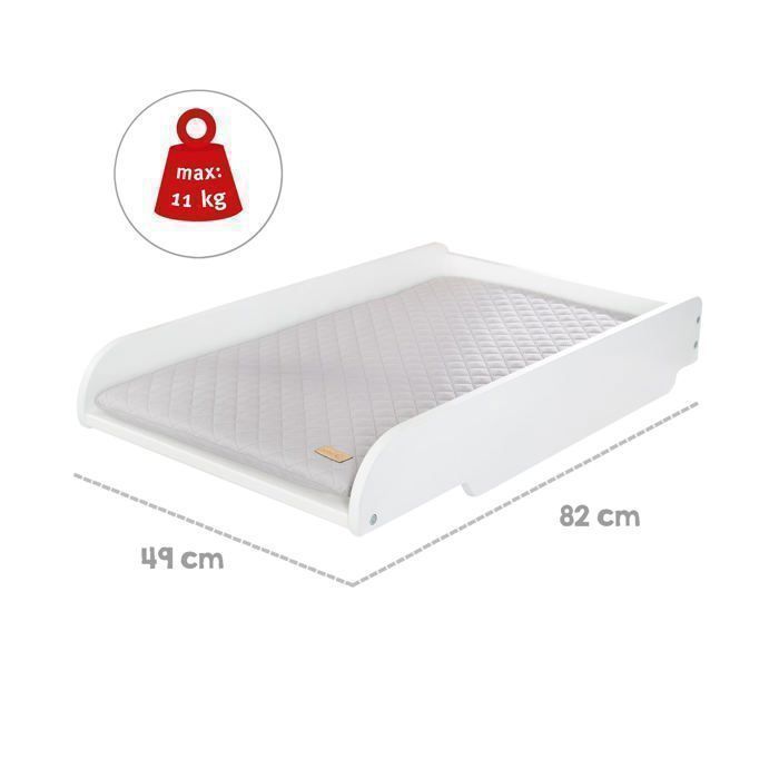 Plan a langer + matelas 'Roba Style' - ROBA - a poser sur lit bébé - Blanc / Matelas gris