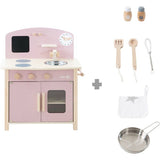 Cuisine en bois pour enfant - ROBA - Équipée avec accessoires - Rose / Naturel