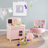 Cuisine en bois pour enfant - ROBA - Équipée avec accessoires - Rose / Naturel