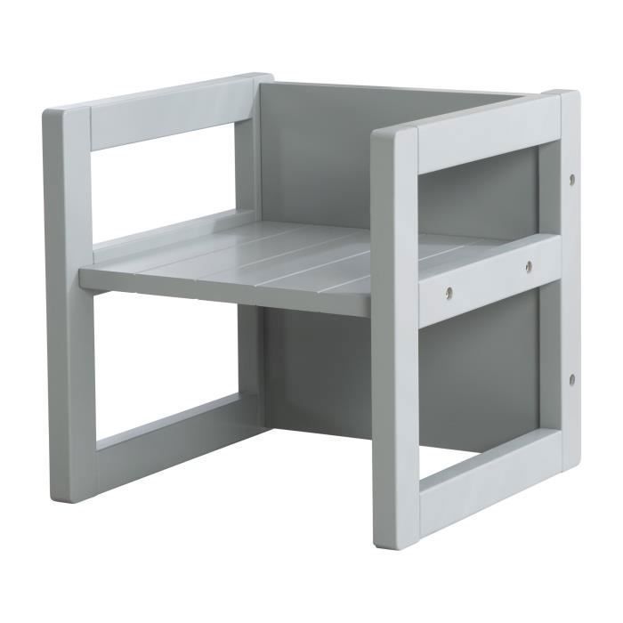 Tabouret évolutif enfant - ROBA - 3 hauteurs - Style campagne - Gris
