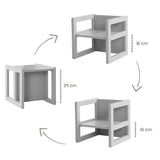 Tabouret évolutif enfant - ROBA - 3 hauteurs - Style campagne - Gris