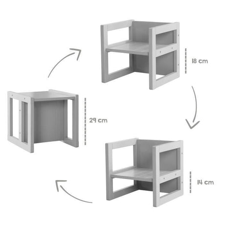 Tabouret évolutif enfant - ROBA - 3 hauteurs - Style campagne - Gris